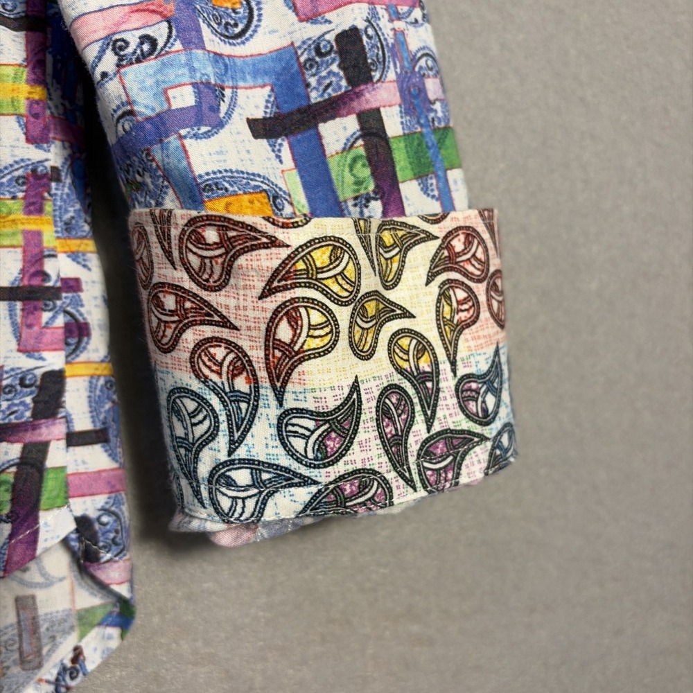 Robert Graham Shirt Mens L Paisley Print Long Sleeve Button Down Bright Colors - Picture 5 of 14